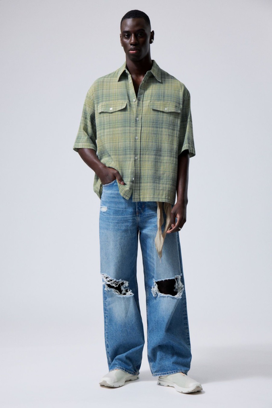 Clearance Weekday Oversized Checked Short Sleeve Shirt