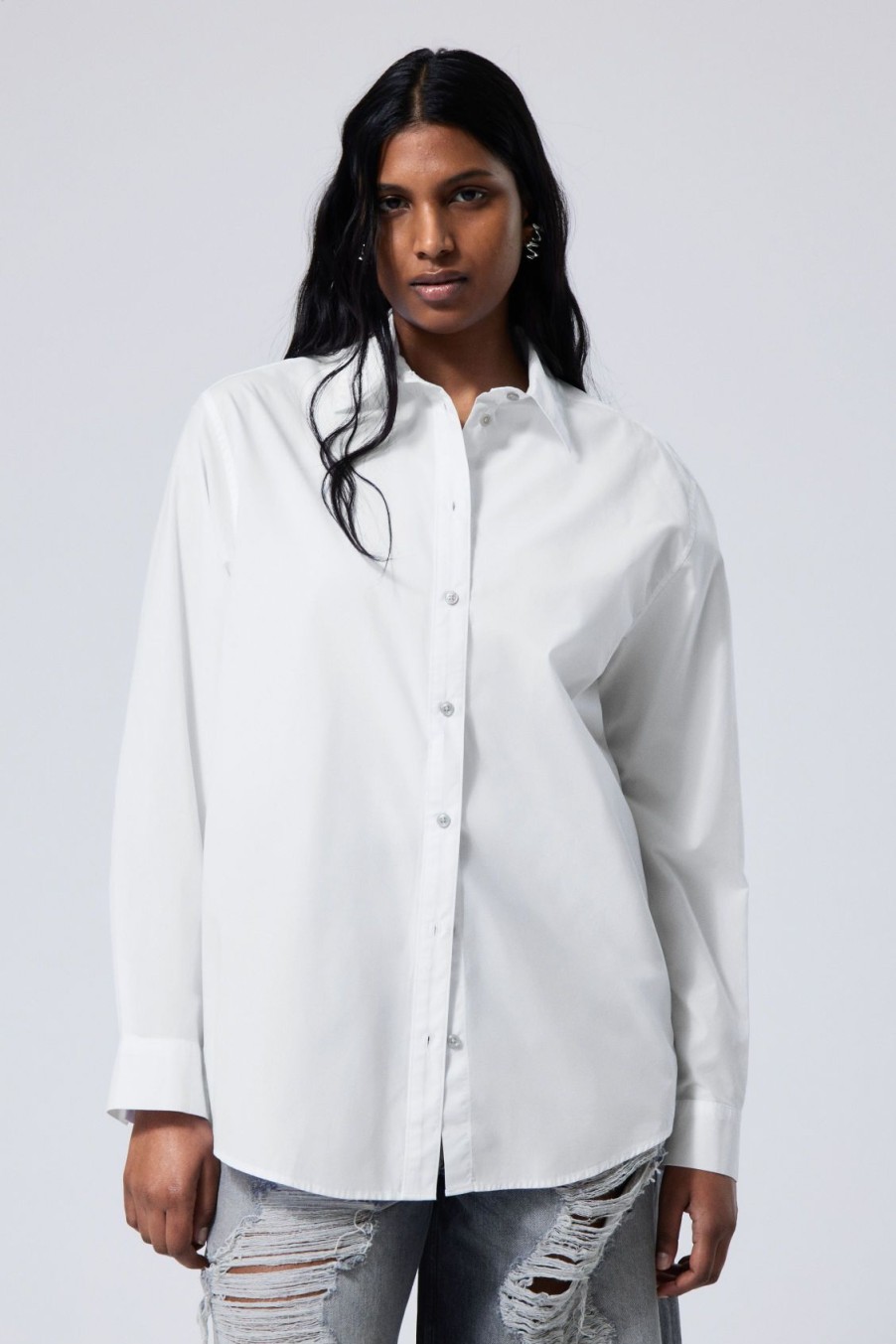 New Weekday Buttoned Poplin Wrap Shirt