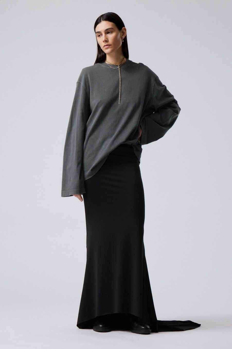 New Weekday Long Asymmetric Drape Skirt