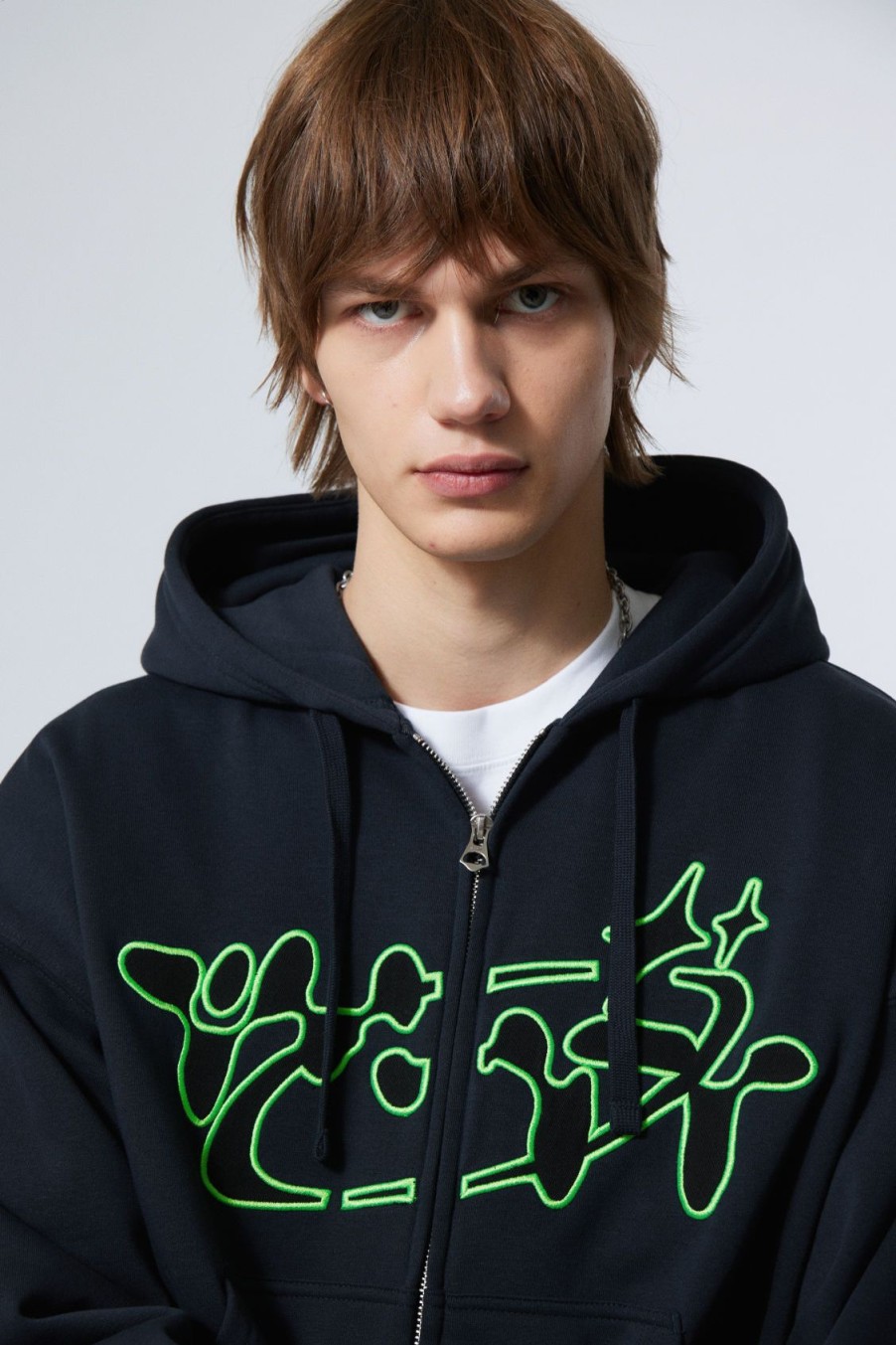 Clearance Weekday Boxy Graphic Zip Hoodie