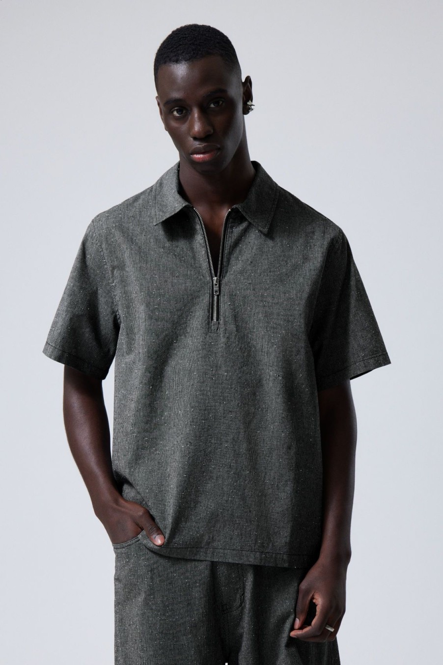 Online Weekday Relaxed Short Sleeve Zip Shirt