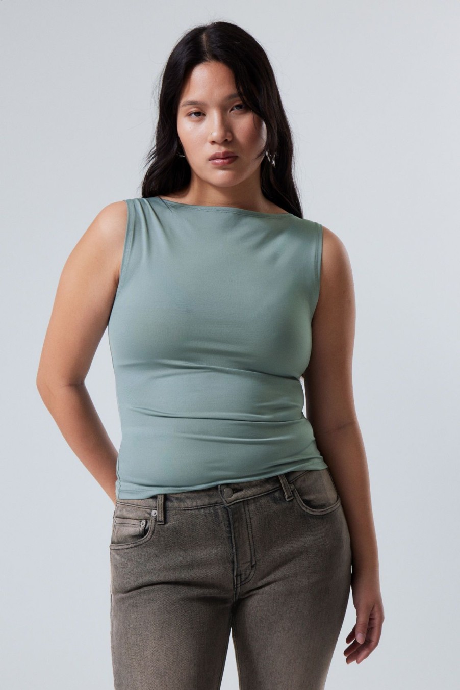 Clearance Weekday Annie Boatneck Sleeveless Top