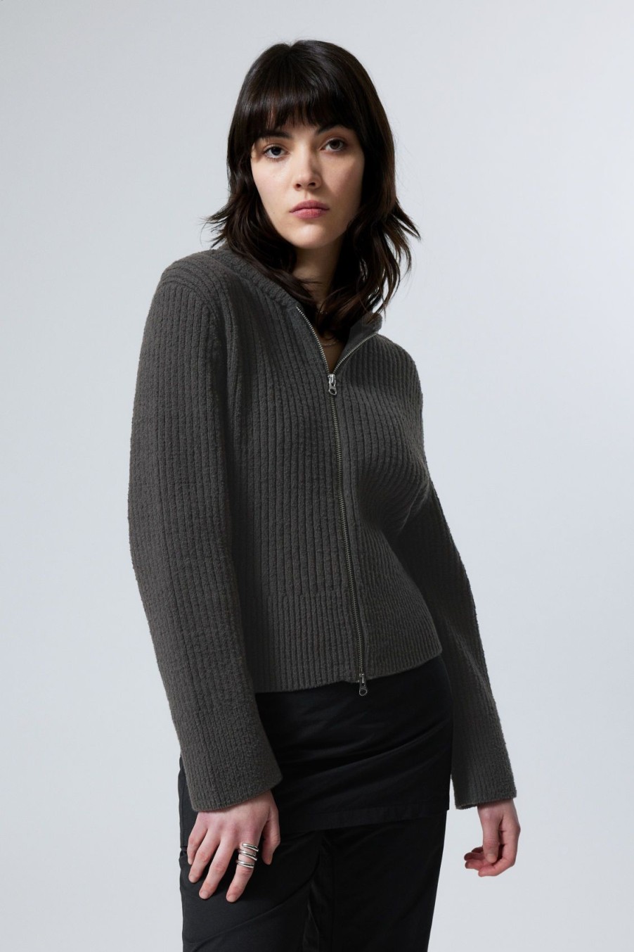 Best Weekday Ofelia Rib Knit Zip Hoodie