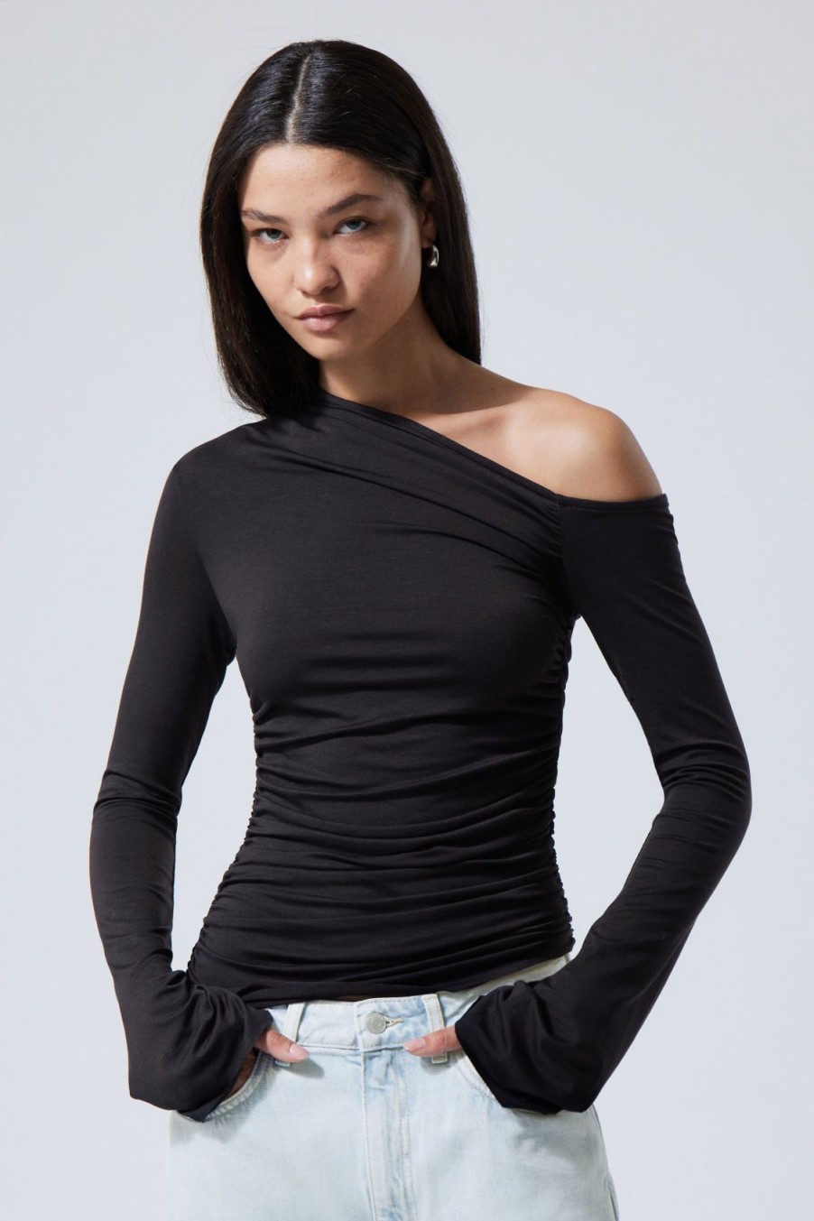 Online Weekday Drape Asymmetric Lyocell Top