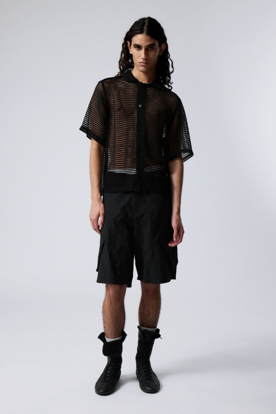 Best Weekday Boxy Mesh Short Sleeve Shirt