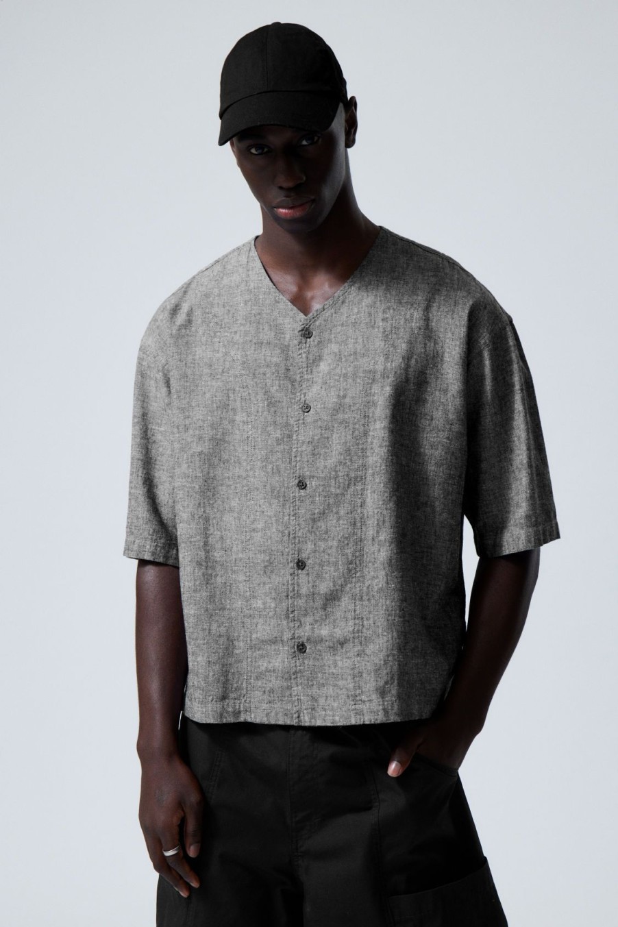 Wholesale Weekday Oversized Linen Blend Baseball Shirt