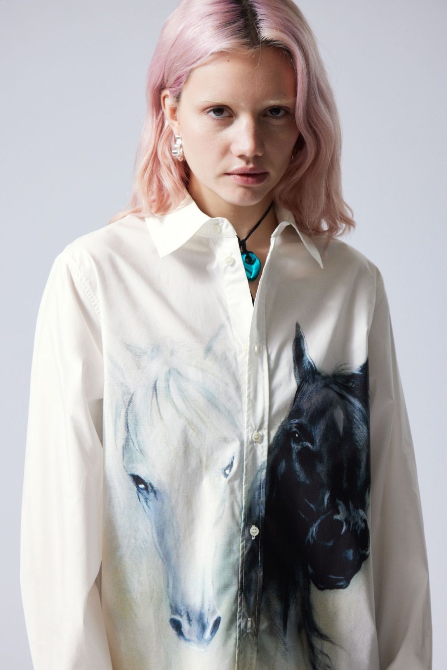 Hot Weekday Oversized Printed Poplin Shirt