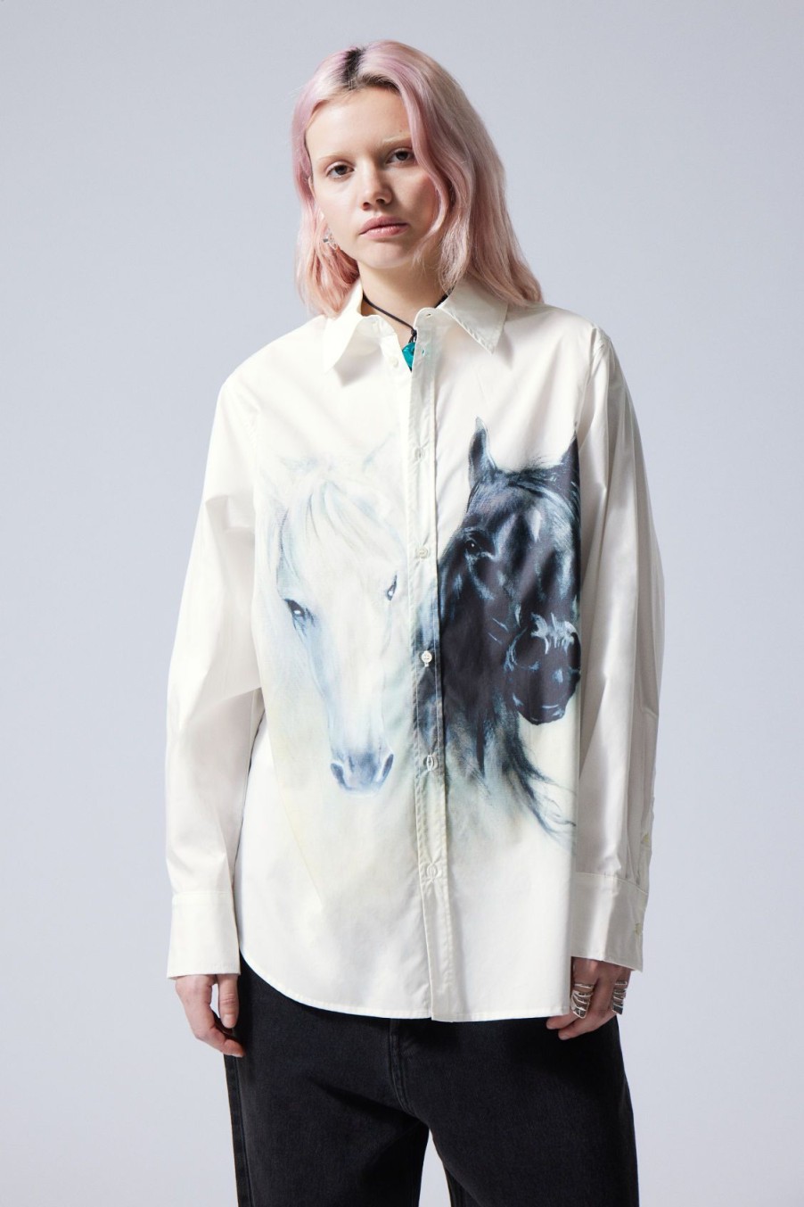 Hot Weekday Oversized Printed Poplin Shirt