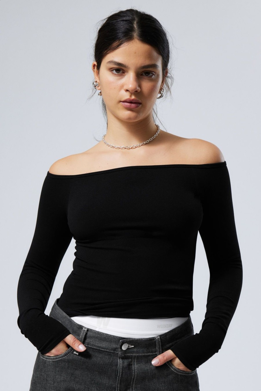 New Weekday Seamless Off Shoulder Long Sleeve