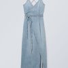 Clearance Weekday Geri Denim Long Wrap Dress