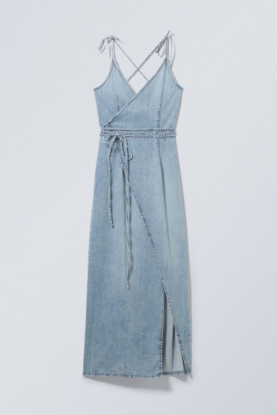 Clearance Weekday Geri Denim Long Wrap Dress