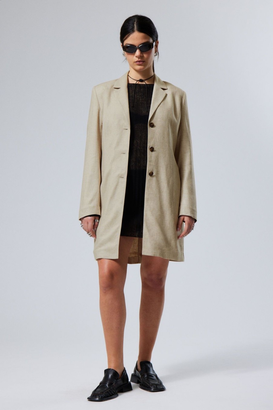 Wholesale Weekday Knee-Length Linen Blend Coat