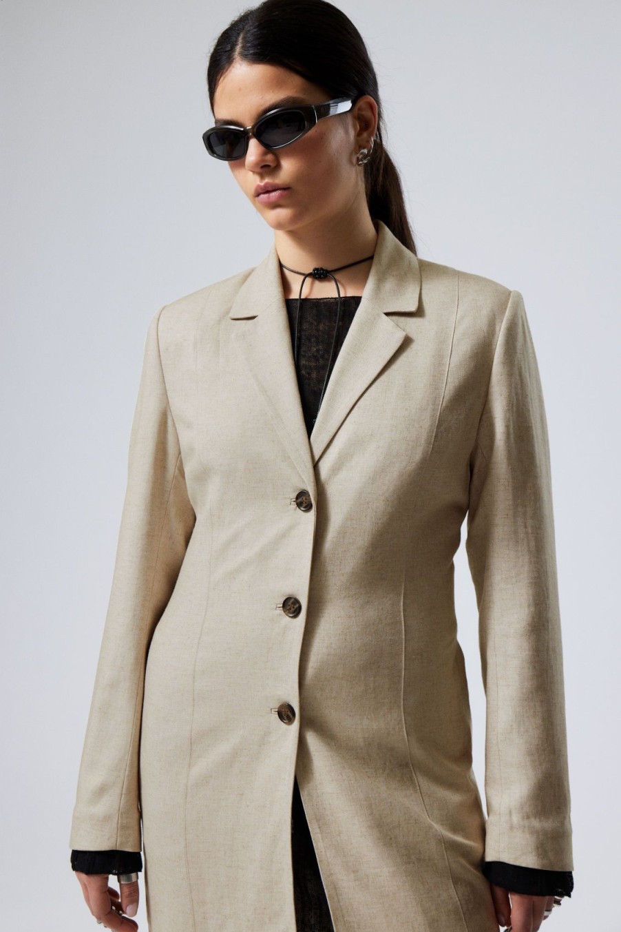 Wholesale Weekday Knee-Length Linen Blend Coat