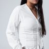 Wholesale Weekday Gathered Poplin V-Neck Shirt