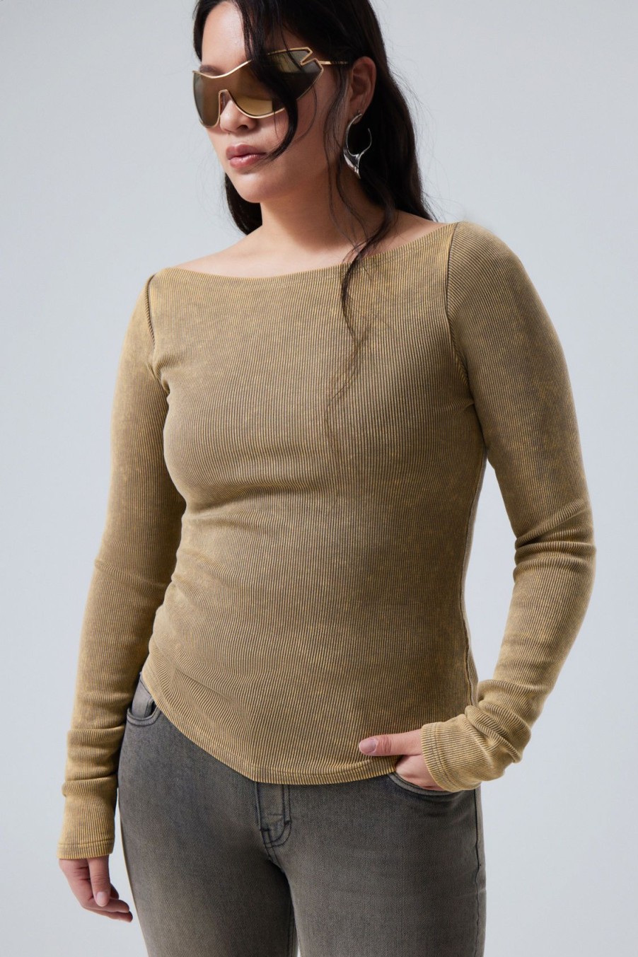 Best Weekday Rib Fitted Long Sleeve Boatneck