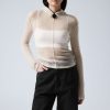 Hot Weekday Terri Wool Blend Sheer Knit Hoodie