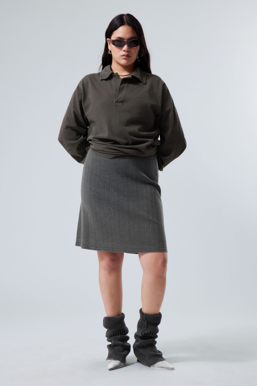 Online Weekday Pointelle Knee Skirt