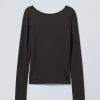 New Weekday Gizem Open Back Long Sleeve Top