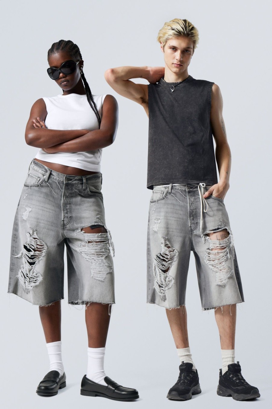 Online Weekday Astro Denim Loose Baggy Shorts