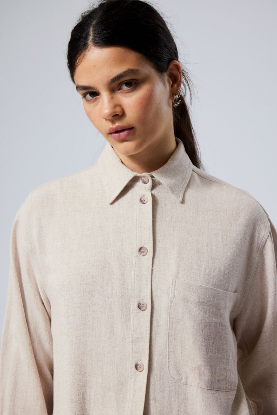 Clearance Weekday Relaxed Linen Mix Shirt