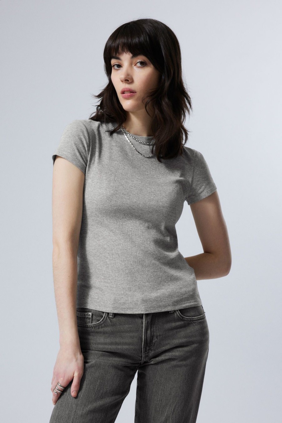 New Weekday Close Fitted Rib T-Shirt