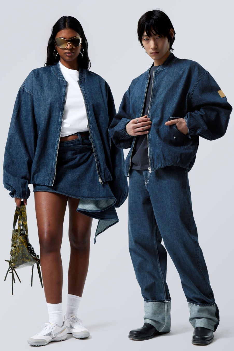 Clearance Weekday Oversized Denim Bomber Jacket