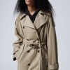 Online Weekday Zoey Short Frayed Trench Coat