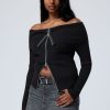 Clearance Weekday Vanna Off Shoulder Zip Cardigan