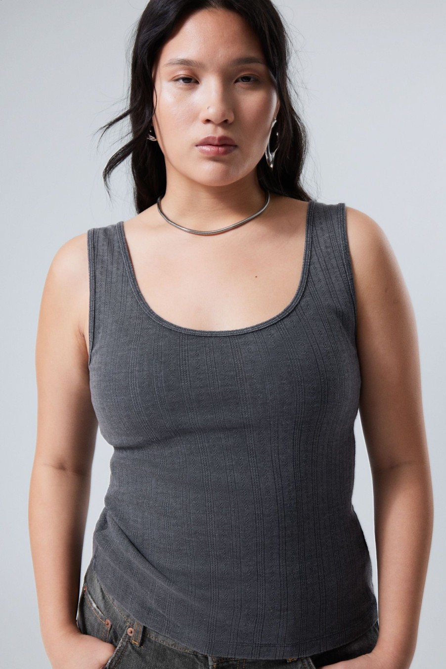 Clearance Weekday Fitted Pointelle Tank Top