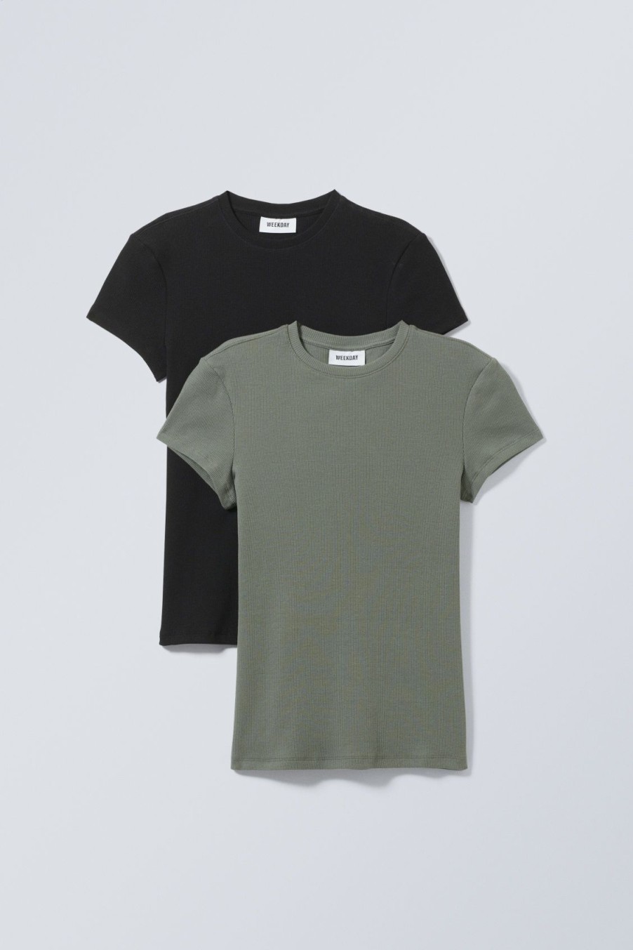 Online Weekday 2-Pack Close Fitted Rib T-Shirt