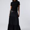 Hot Weekday Tiered Maxi Poplin Skirt