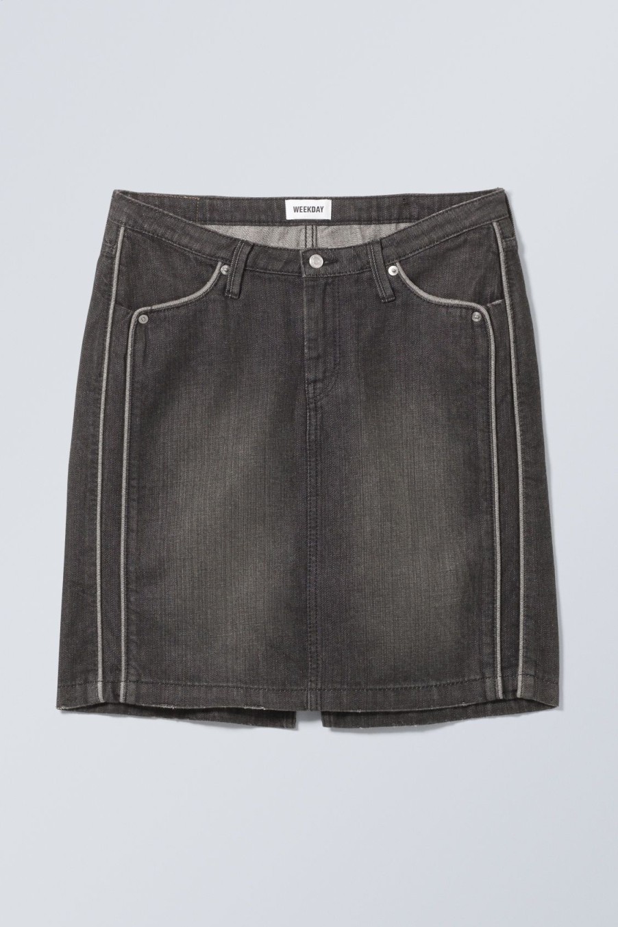 Online Weekday Piped Knee Length Denim Skirt