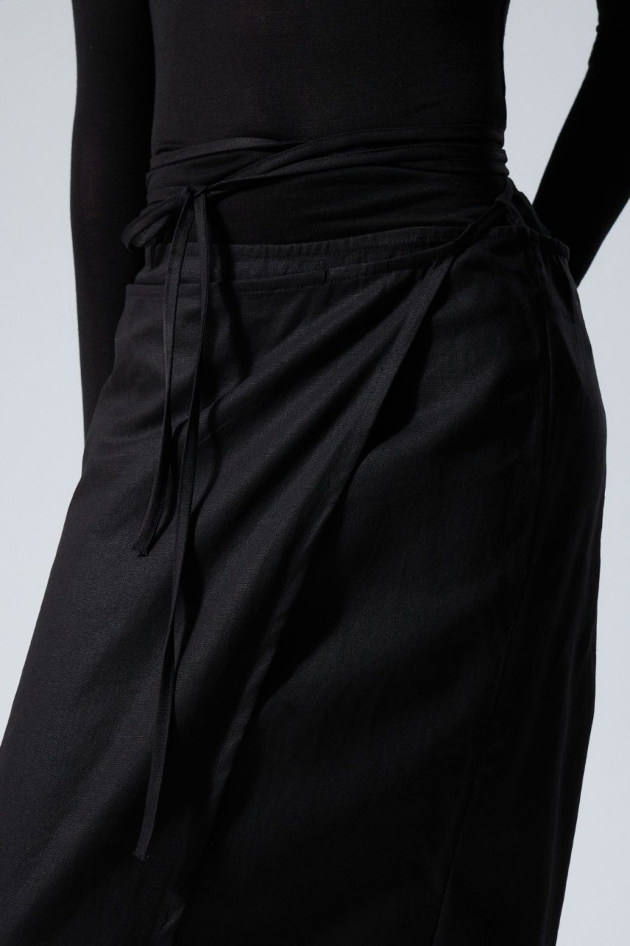 Hot Weekday Fold Linen Mix Long Skirt