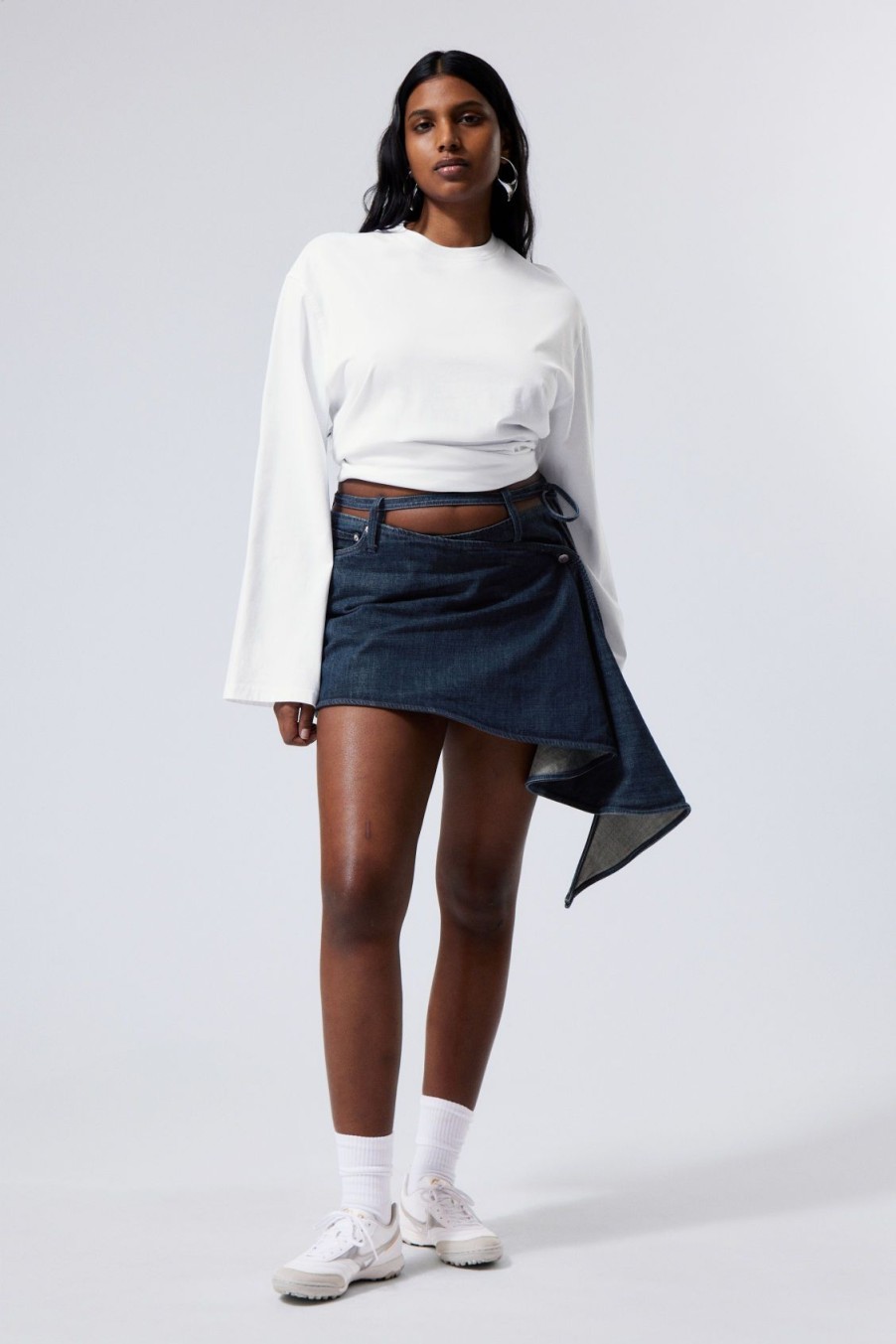 New Weekday Short Denim Wrap Skirt