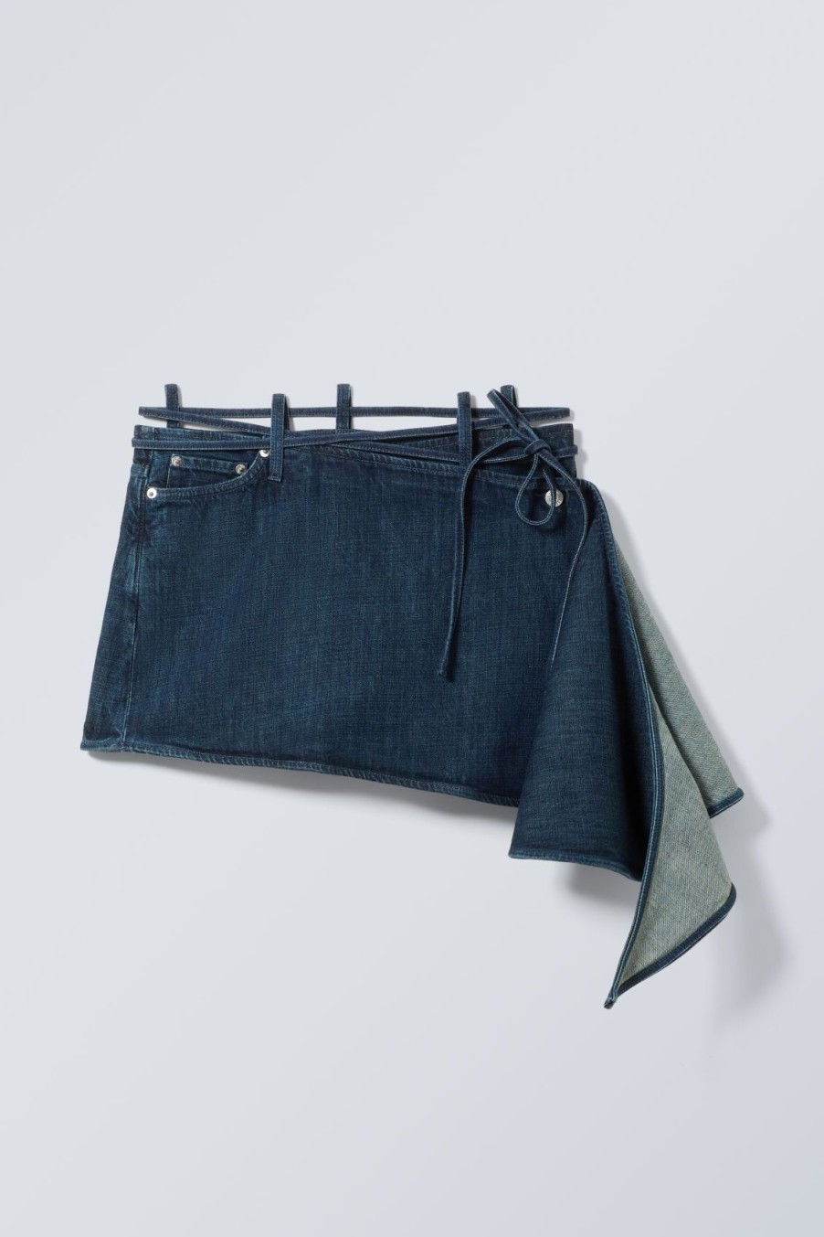 New Weekday Short Denim Wrap Skirt