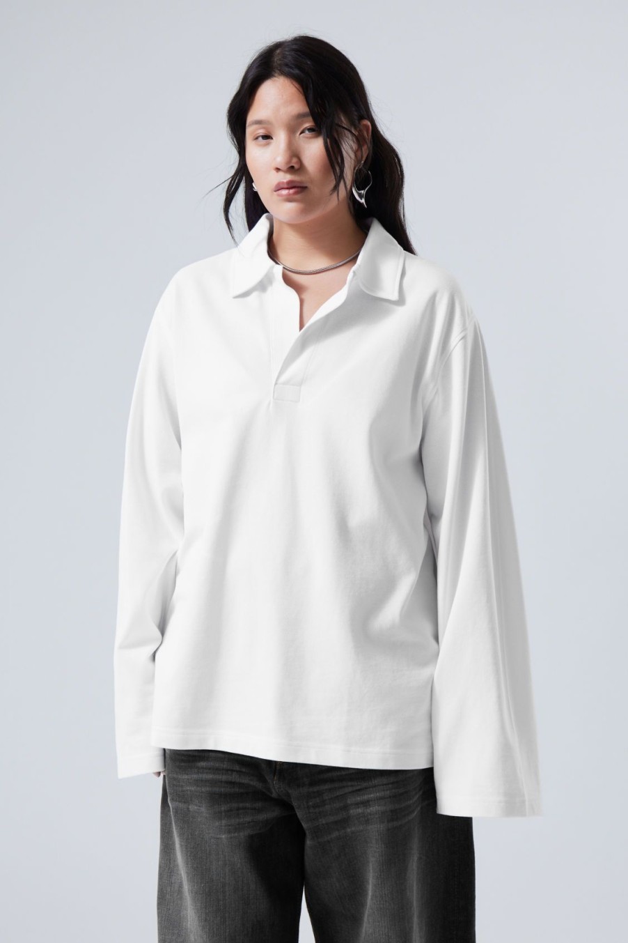 Online Weekday Oversized Long Sleeve Polo Shirt