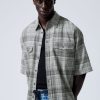 Hot Weekday Oversized Checked Short Sleeve Shirt