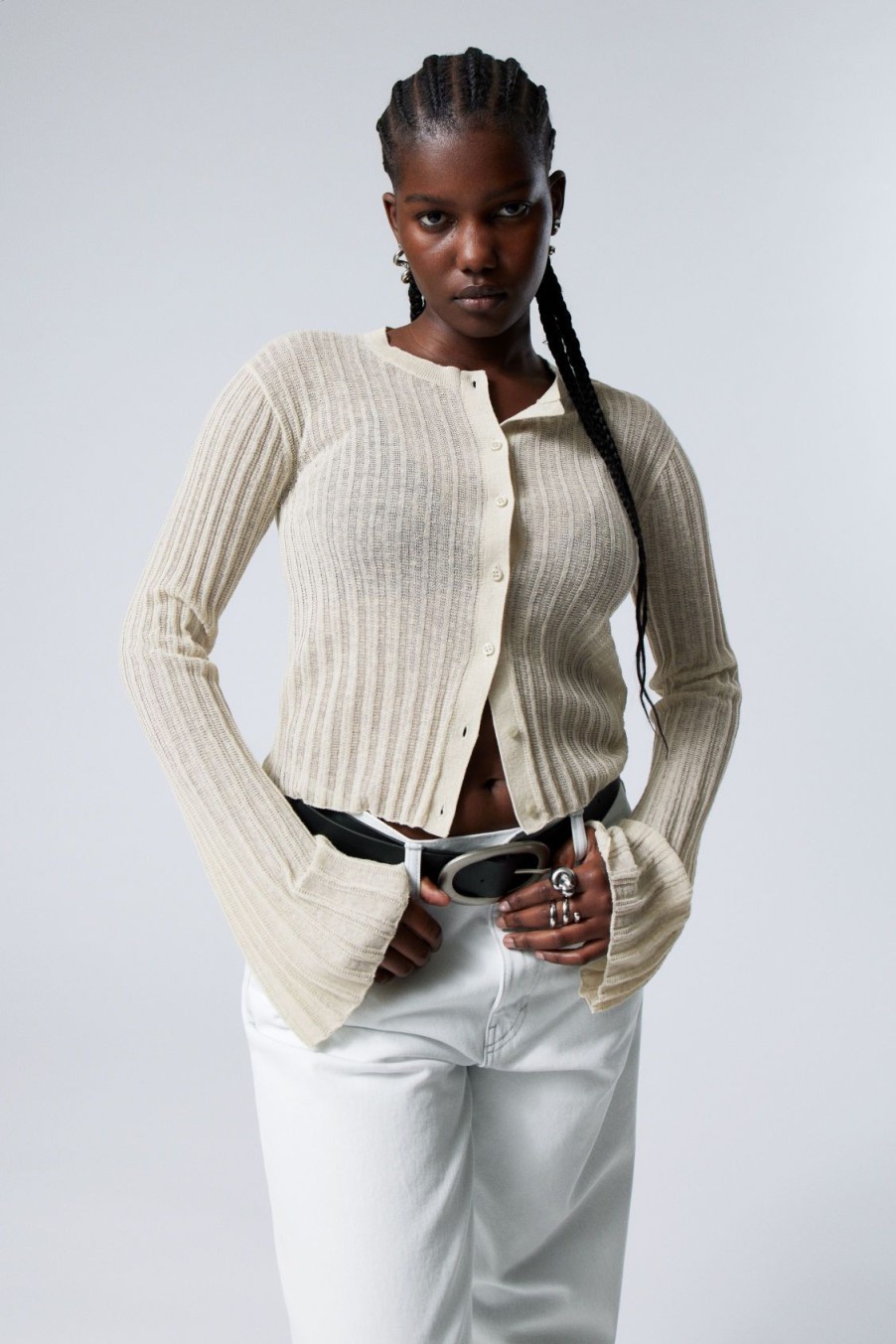 New Weekday Light Linen Blend Cardigan