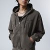 Best Weekday Boxy Embroidery Zip Hoodie