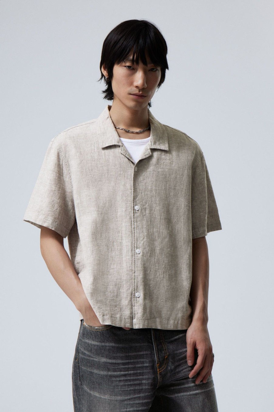 Hot Weekday Loose Short Sleeve Linen Blend Shirt