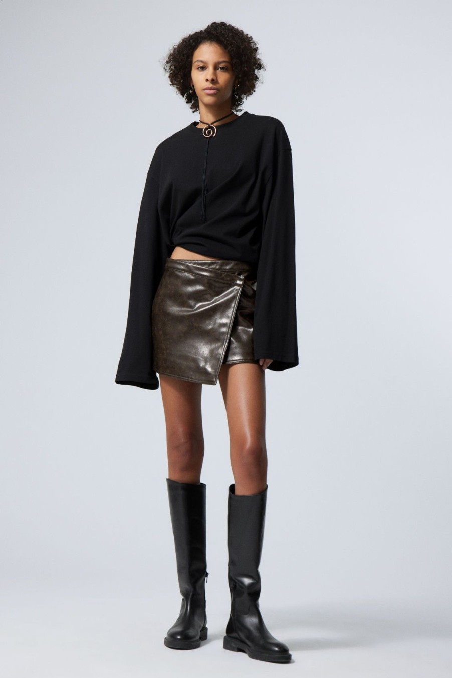 Clearance Weekday Pam Faux Leather Mini Skirt