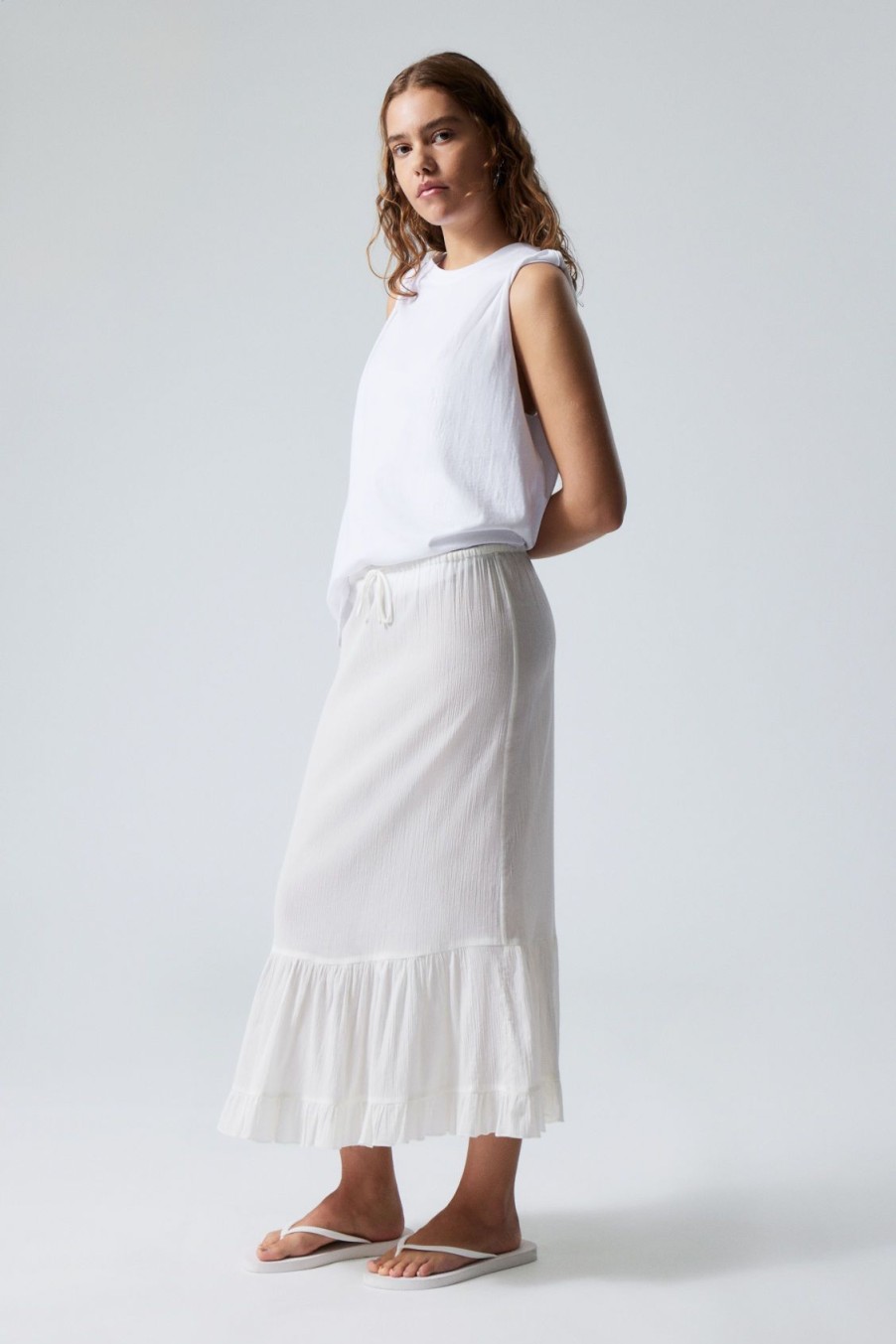 Clearance Weekday Sheer Tiered Crepe Skirt