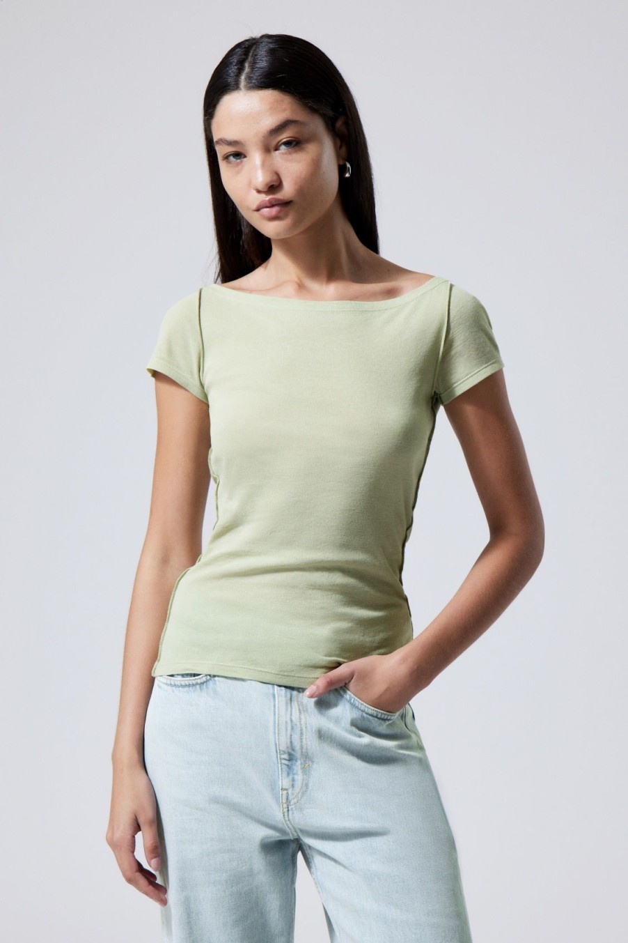 Online Weekday Sheer Short Sleeve Top