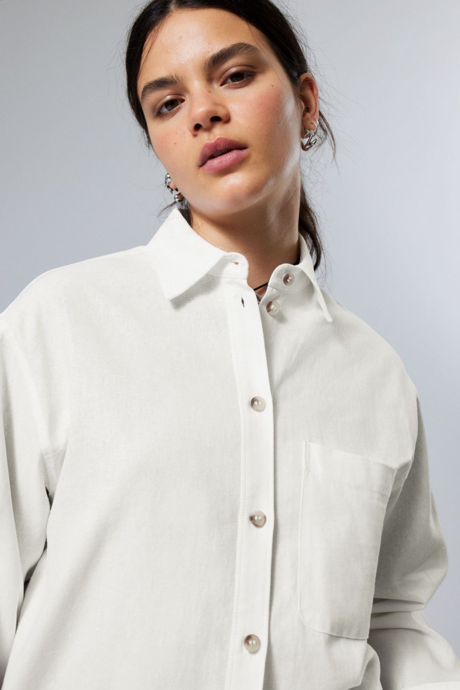 Online Weekday Relaxed Linen Mix Shirt