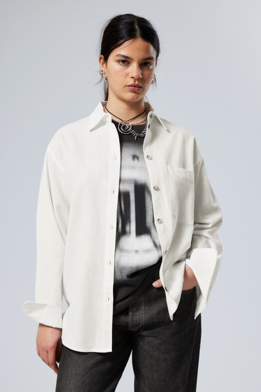 Online Weekday Relaxed Linen Mix Shirt