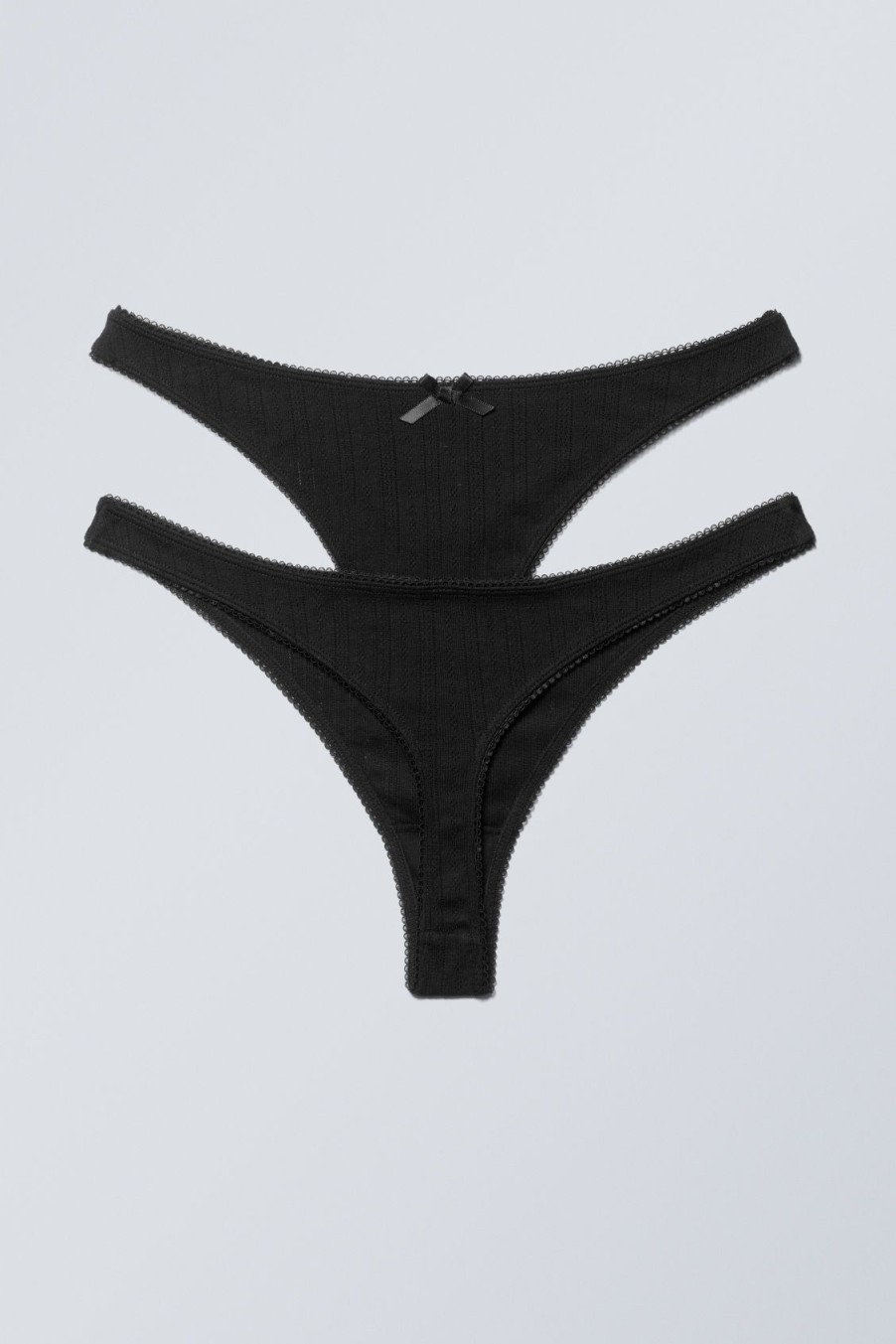 Clearance Weekday 2-Pack Pointelle Cotton Thongs