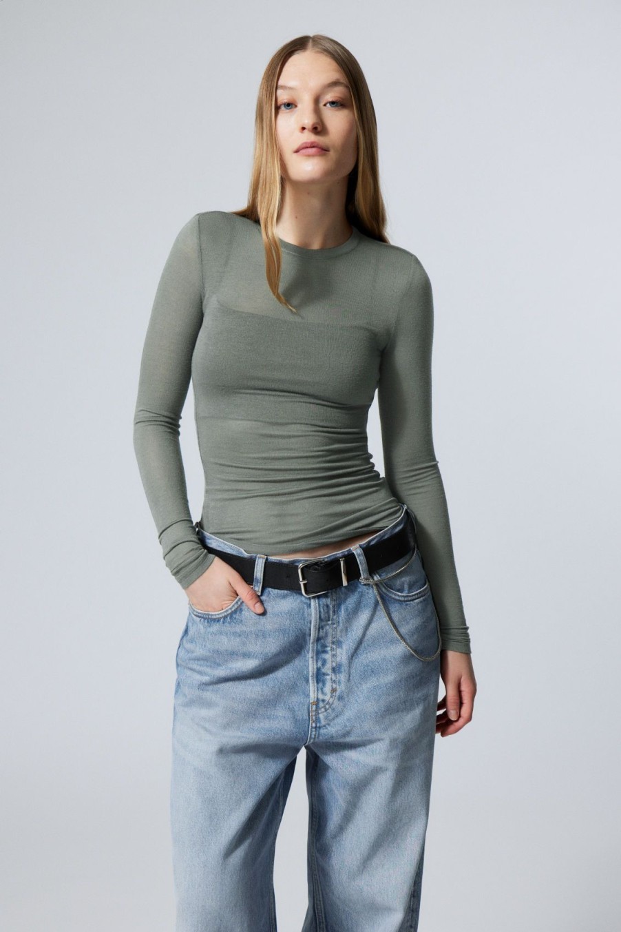 Clearance Weekday Soft Sheer Long Sleeve Top