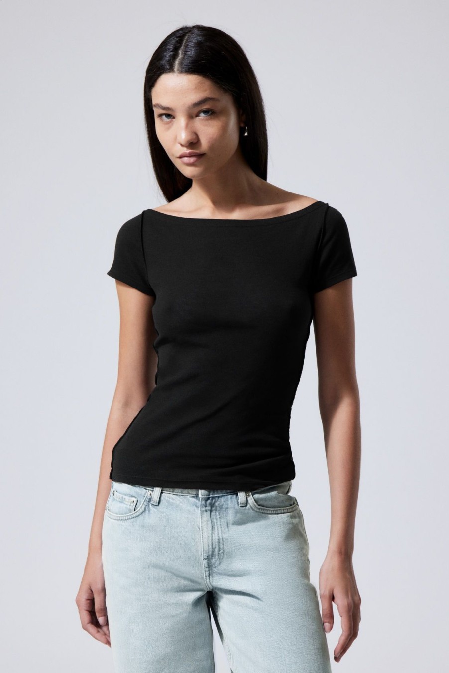 Online Weekday Sheer Short Sleeve Top