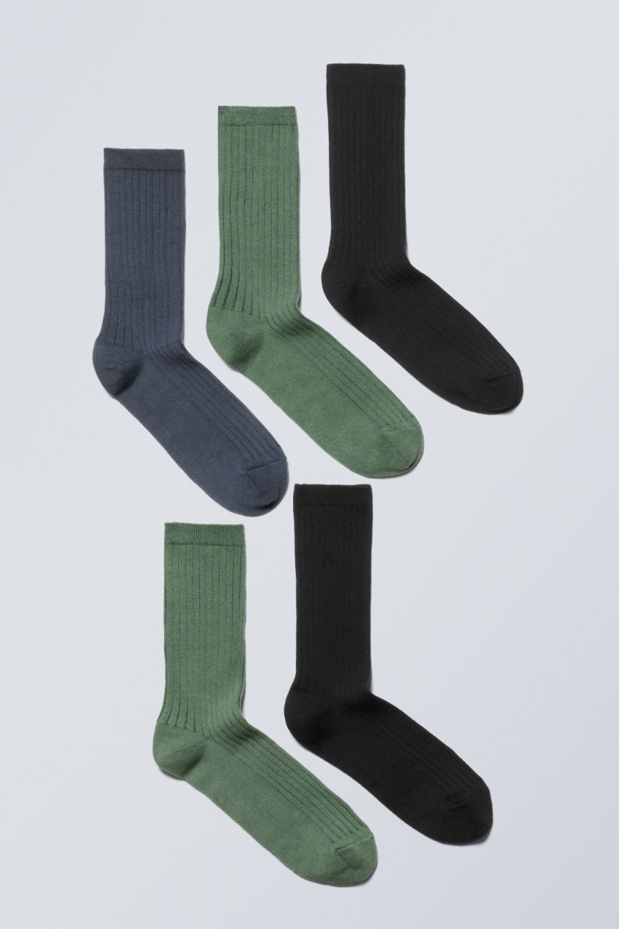 Online Weekday 5-Pack Rib Socks