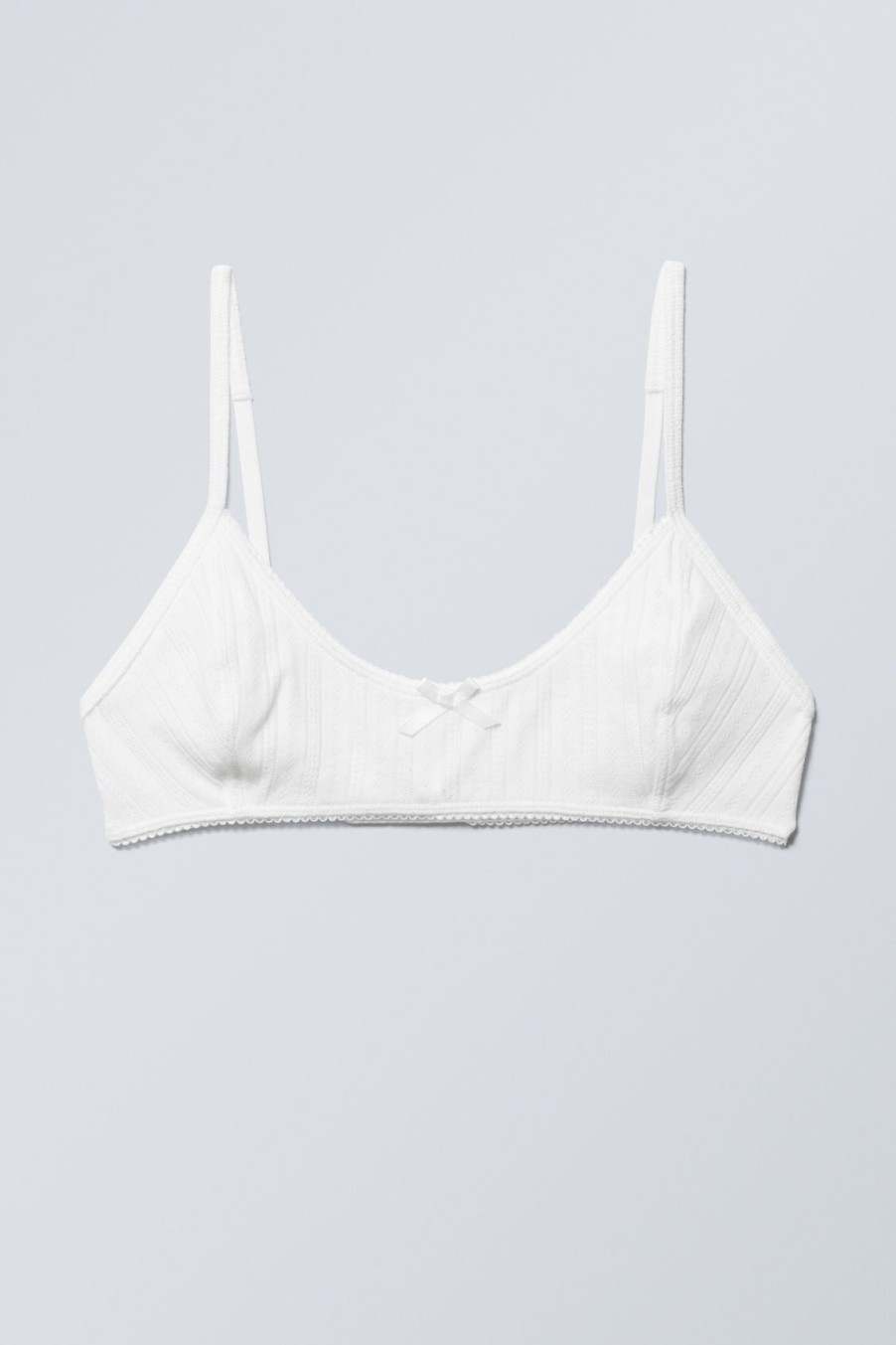 New Weekday Pointelle Scooped Cotton Bra